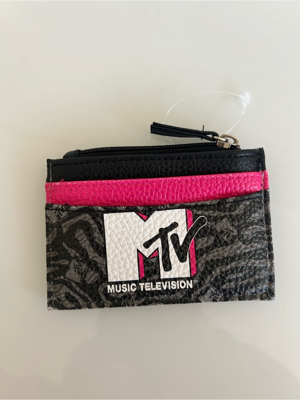 MTV Black and Hot Pink Zip Card Holder